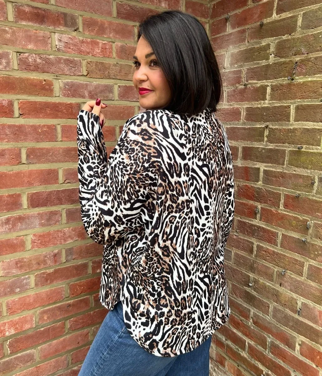 Oversized Leopard Print Batwing Top Ethical production