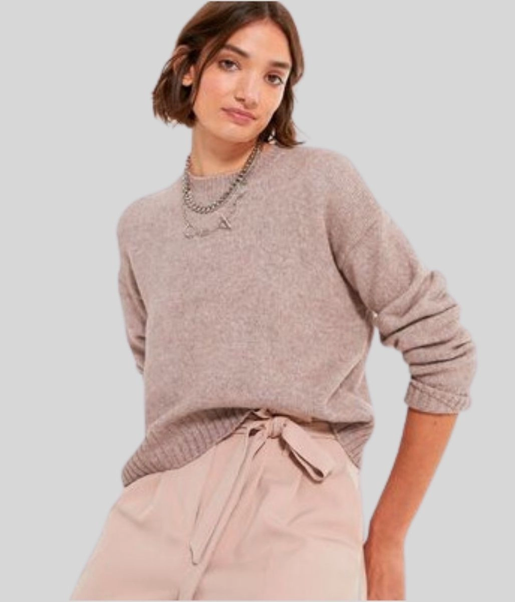 Cold Weather Pale Pink Fine Knit Cropped Jumper