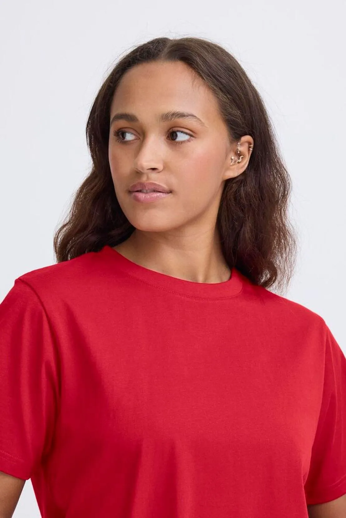 PALMER RED LOOSE TSHIRT Quick Release Fastener Sheer Overlay Material