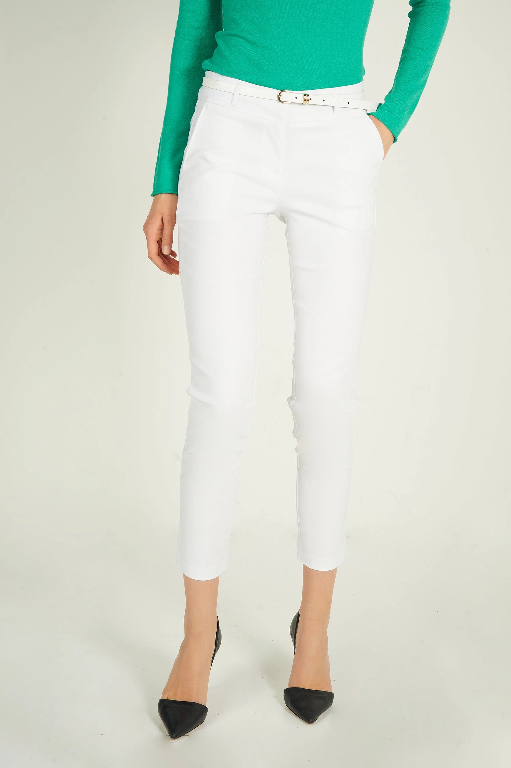 Pantalon ?? jambe ??troite avec ceinture - HP9080-Y1 - (E-C1) Low Profile Flat Lock Stitching