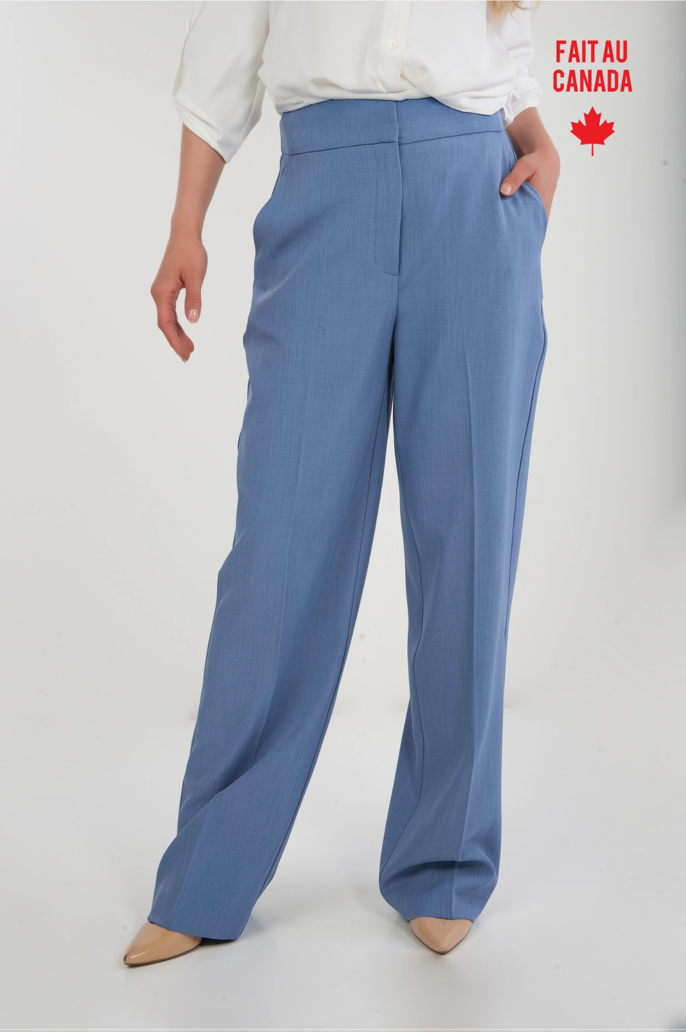 High Rise Linen blend Pantalon propre ?? jambe large - SABOLA - (R-A15)
