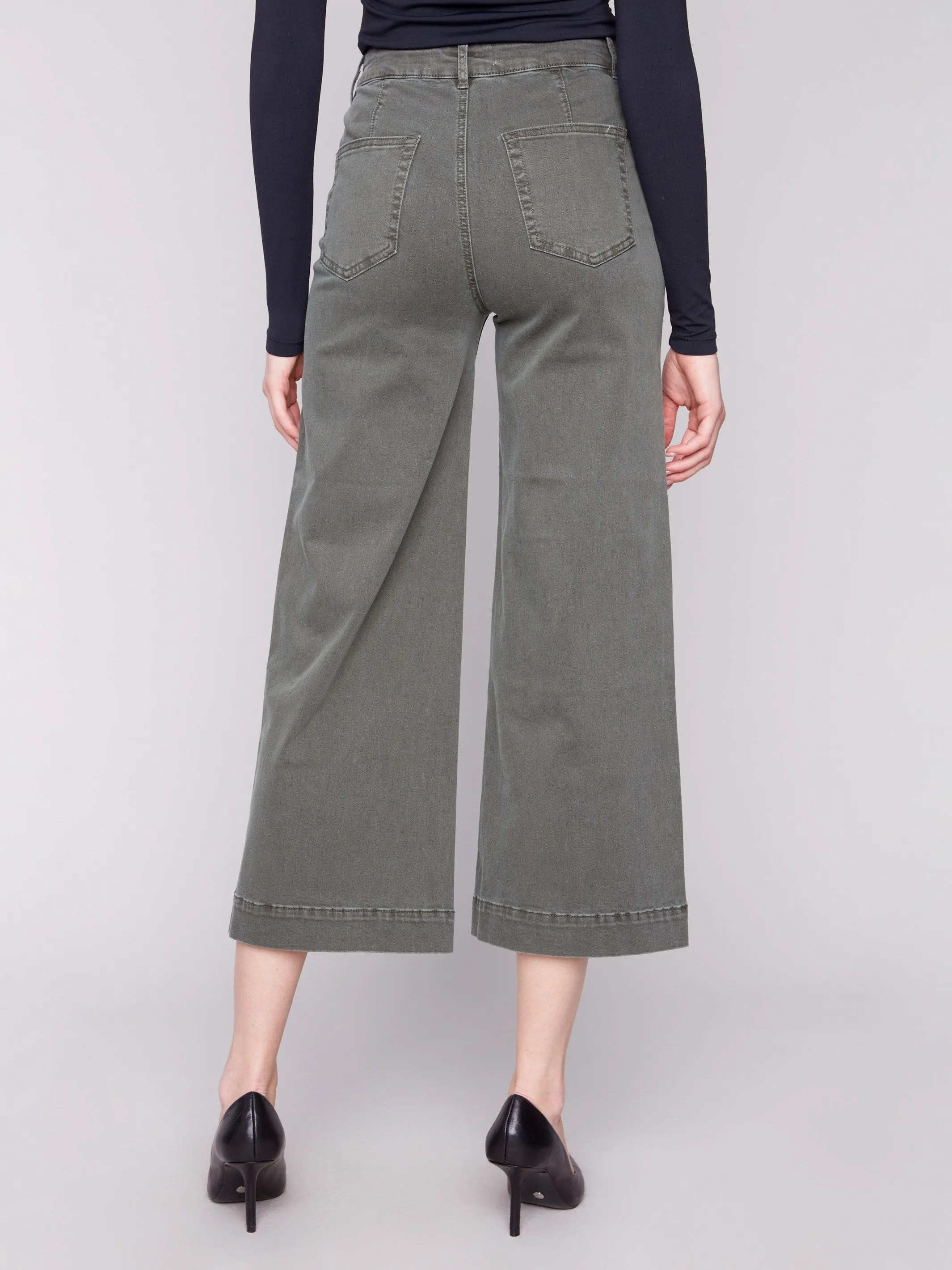 Patch Pocket Flare Twill Pants - Spruce Modern Fit Durable Fabric