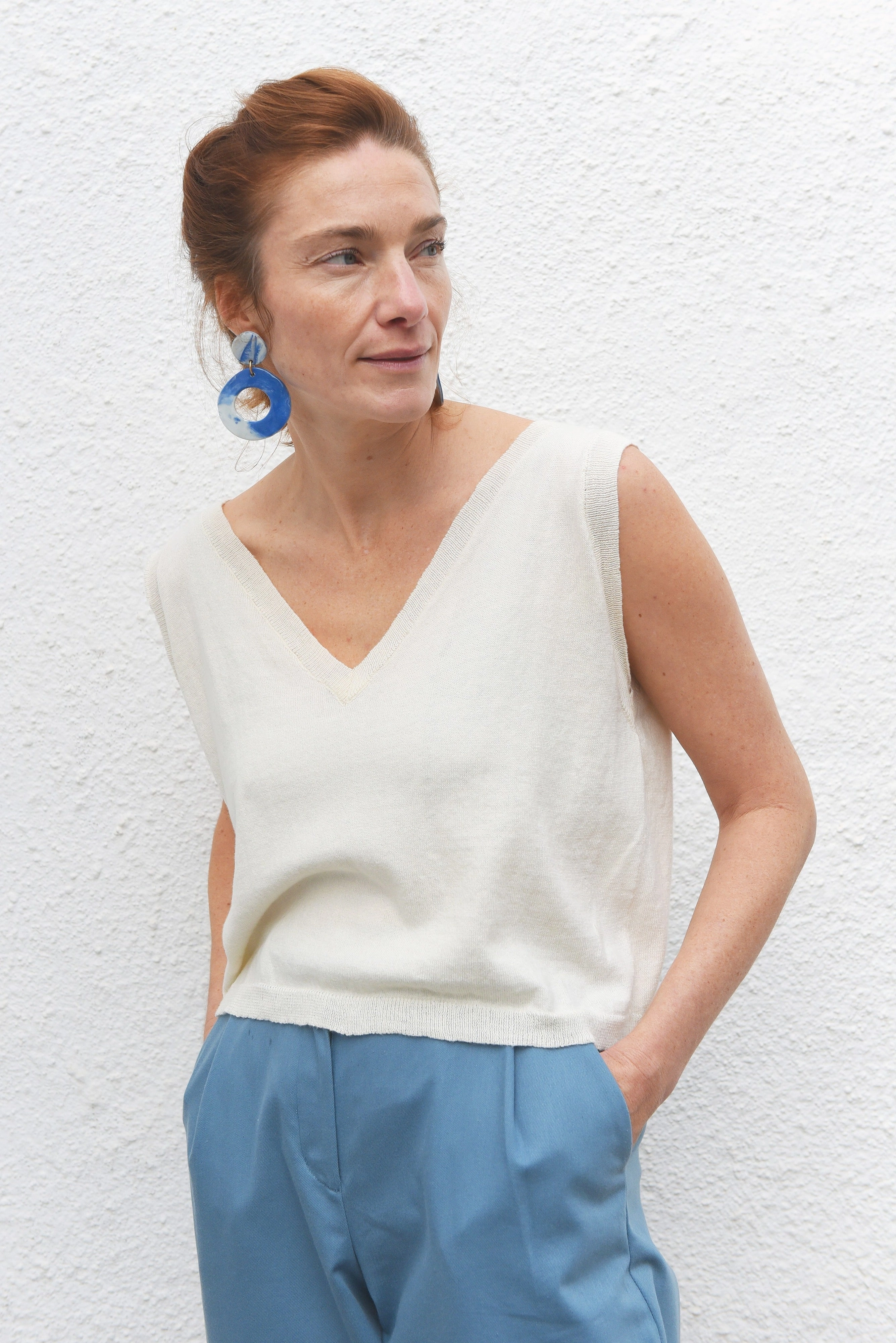 Durable Fabric Flora Knit Top Ivory