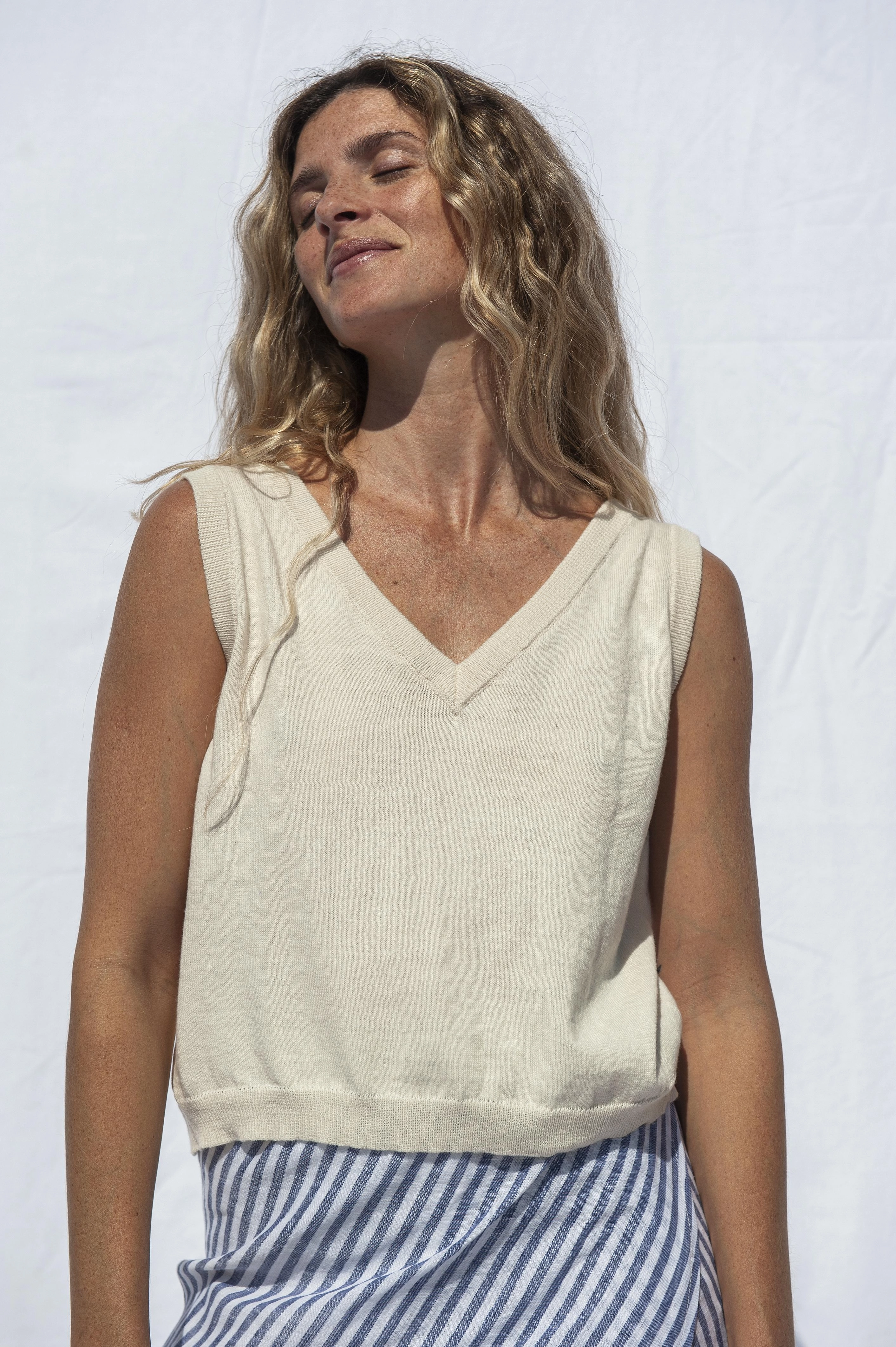 Flora Knit Top Ivory All Day Comfort Tech Gym Wear