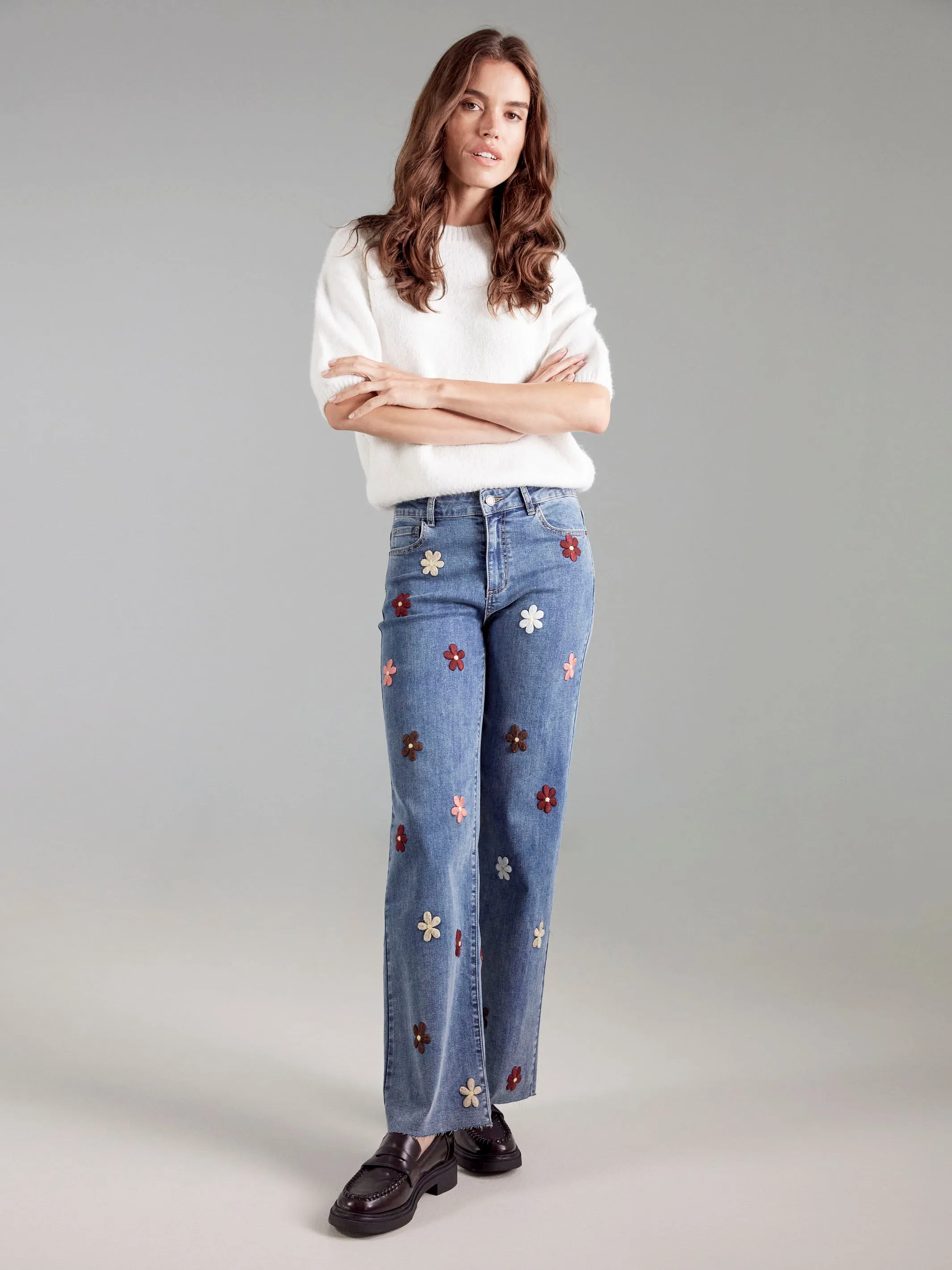 Relaxed Fit Balloon Elbow Sleeve Knit Sweater - Ecru