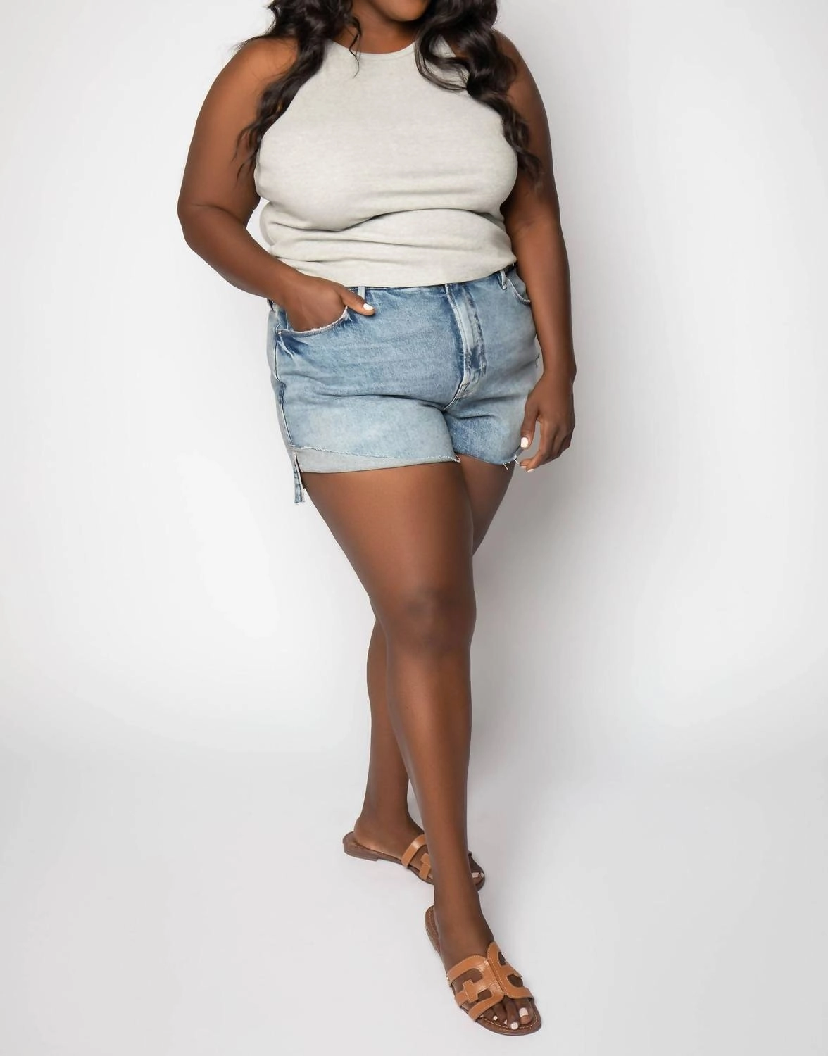 Good Curve Jeans Short - Plus In Blue equestrian wear UPF Sun Protection