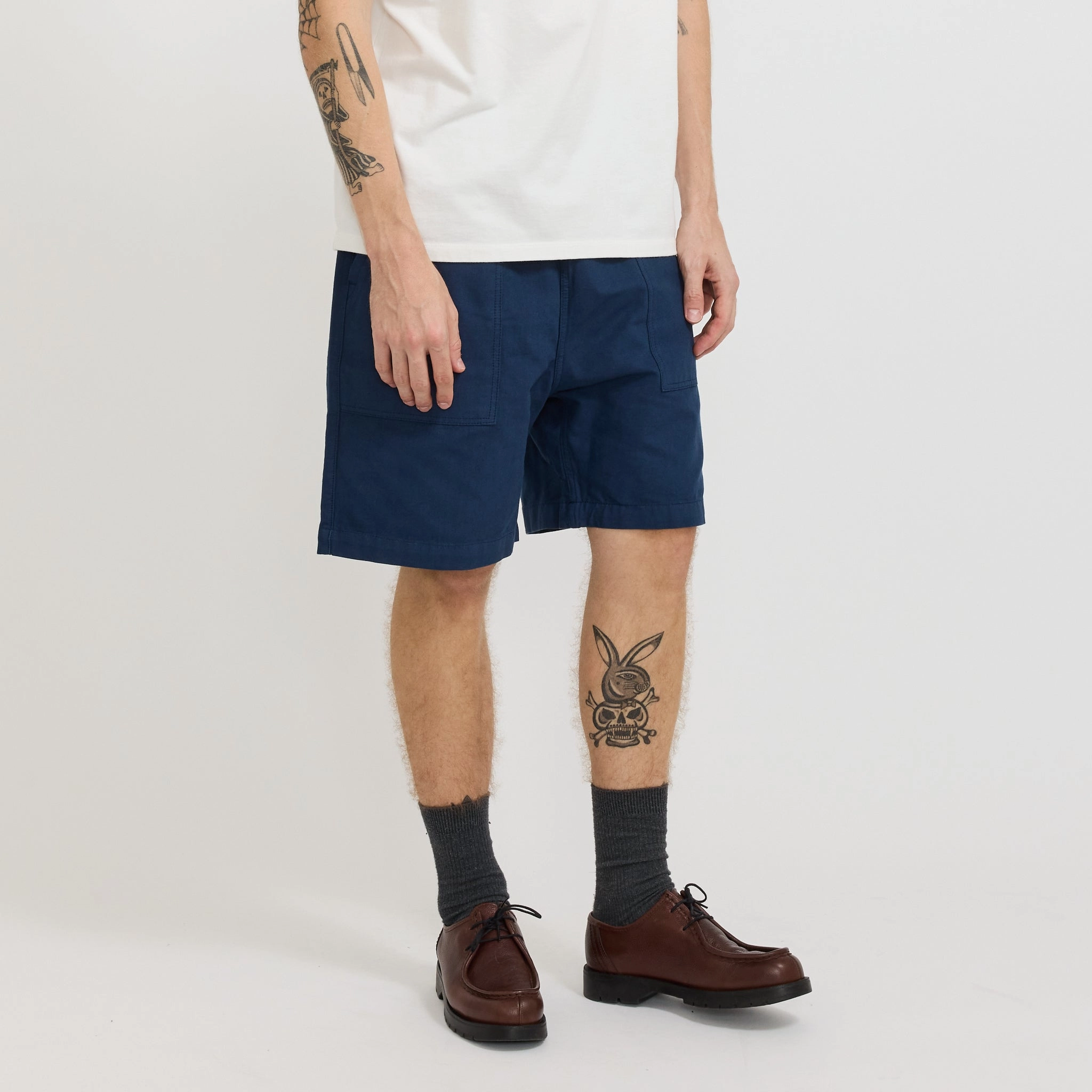 Canvas Chef Shorts Navy High Rise Waist
