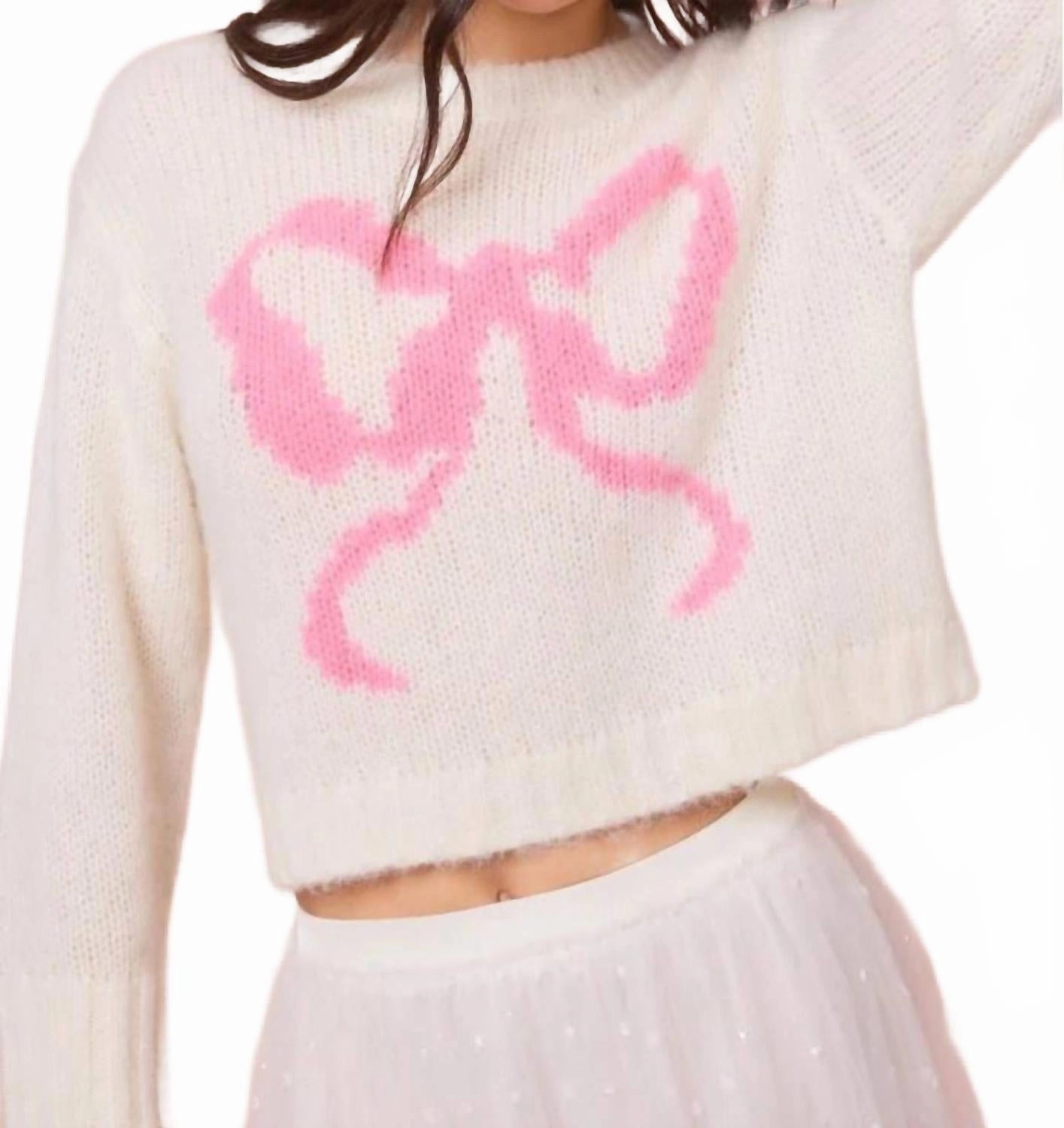 Flexible Fabric Stretch Knit Jorah Alpaca-Blend Bow Pullover In White