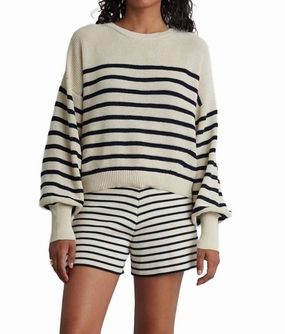 Layla Stripe Sweater In Ivory/navy Luxe Wear