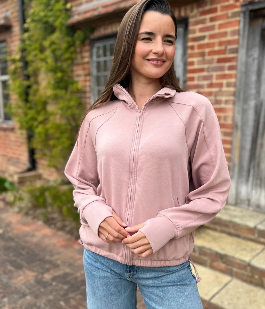 Pink Casual Luxe Full Zip Jacket Cozy Cardigan