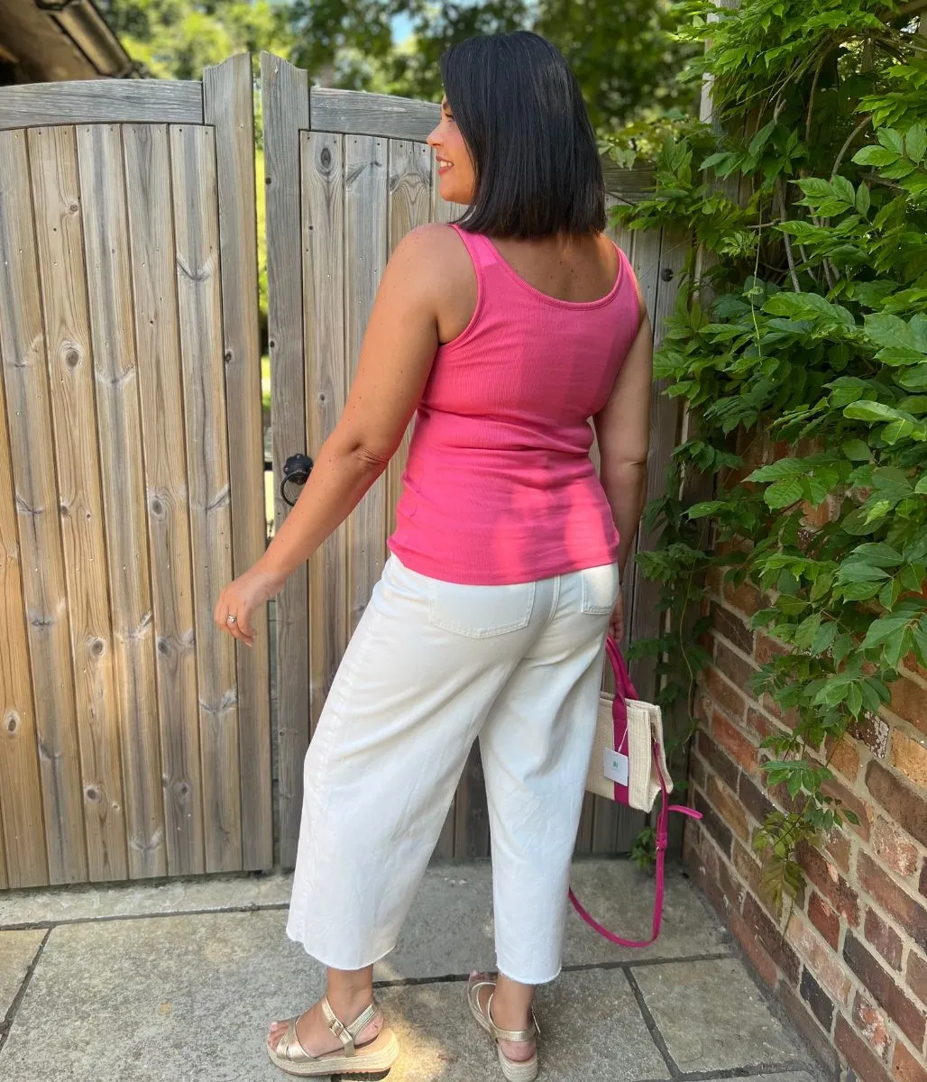 Pink Cotton Rich Secret Support Vest Top DoubleStitched Hem