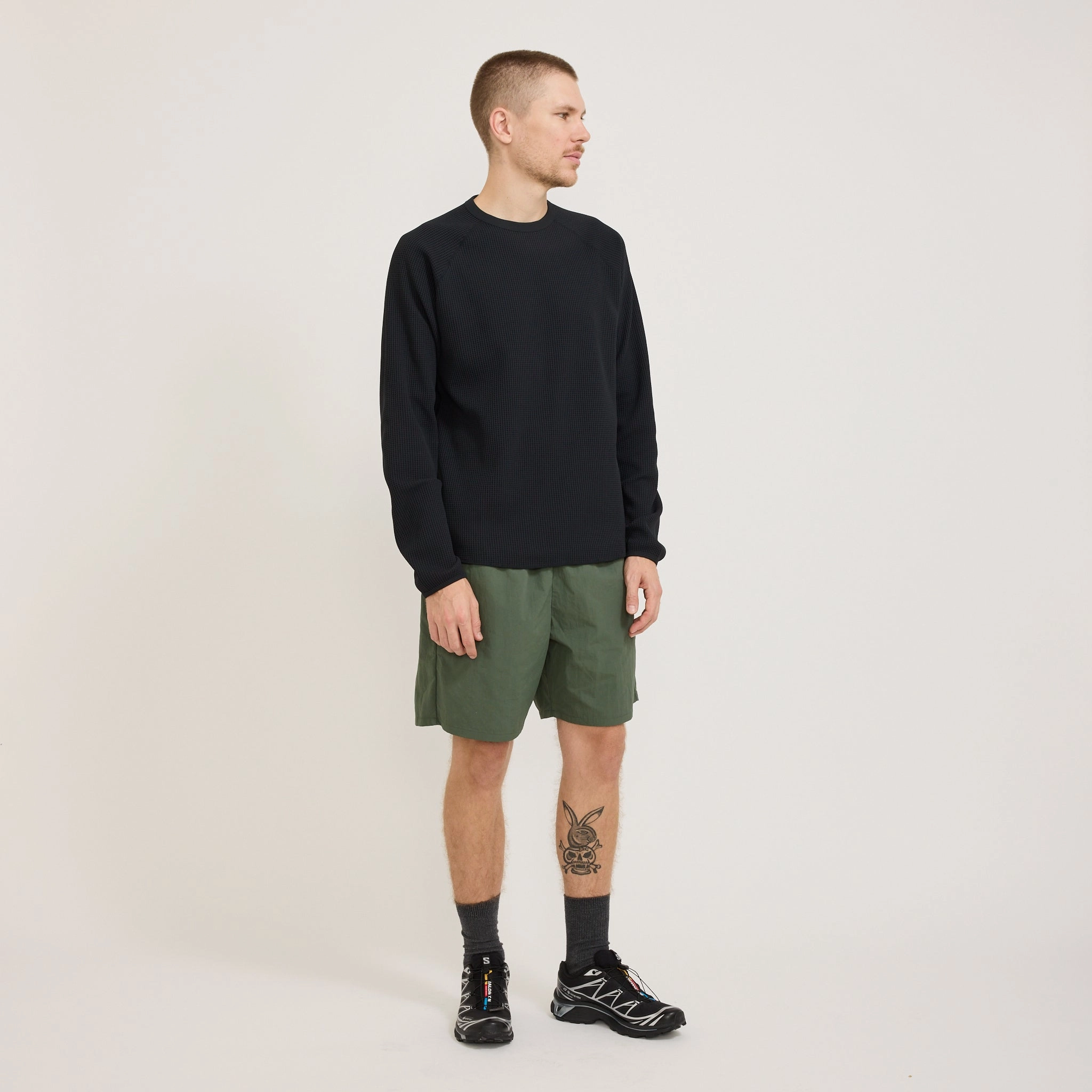 Relaxed Style Nylon Shorts Urban Green