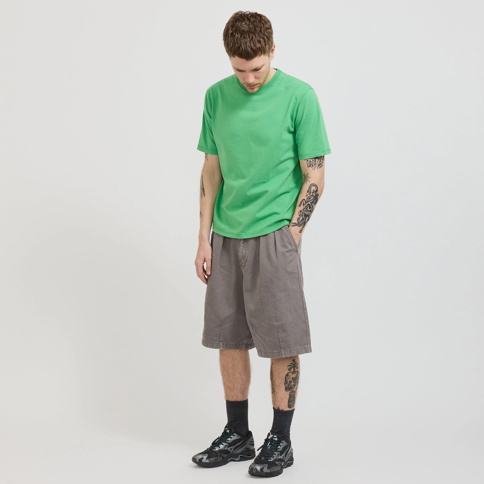 Pleated Balloon Shorts Grey Unique Piece Versatile Layering