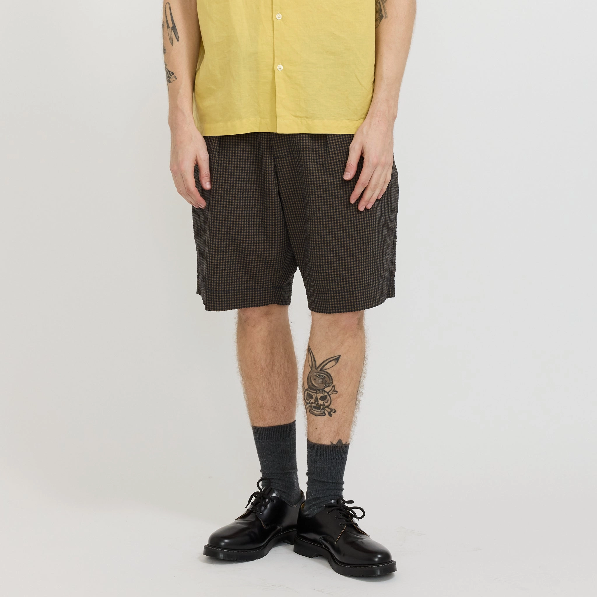 Stay Cool Wear Pleated Track Short Japanese Seersucker Navy