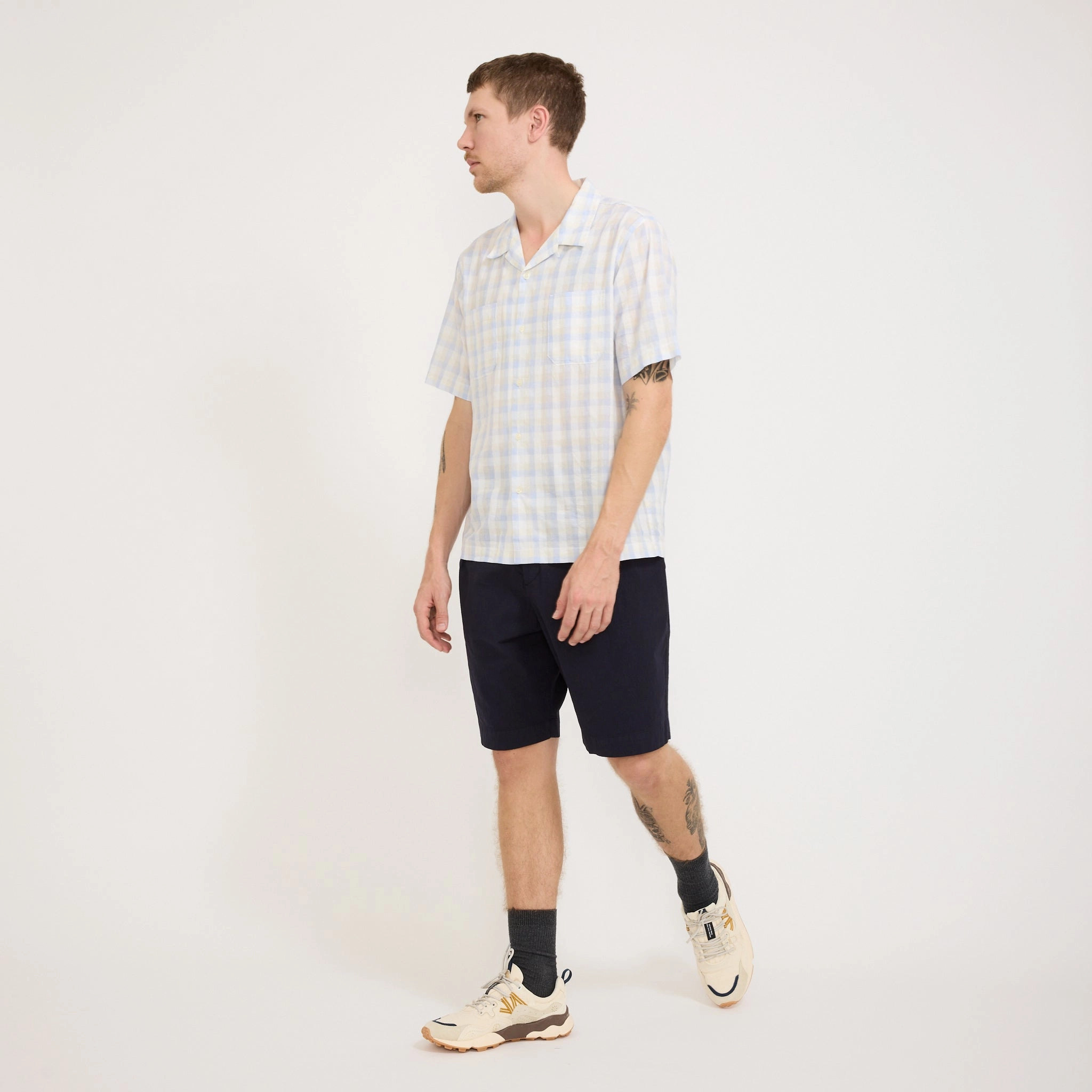 Travel Clothing Pleated Track Short Seersucker II Navy
