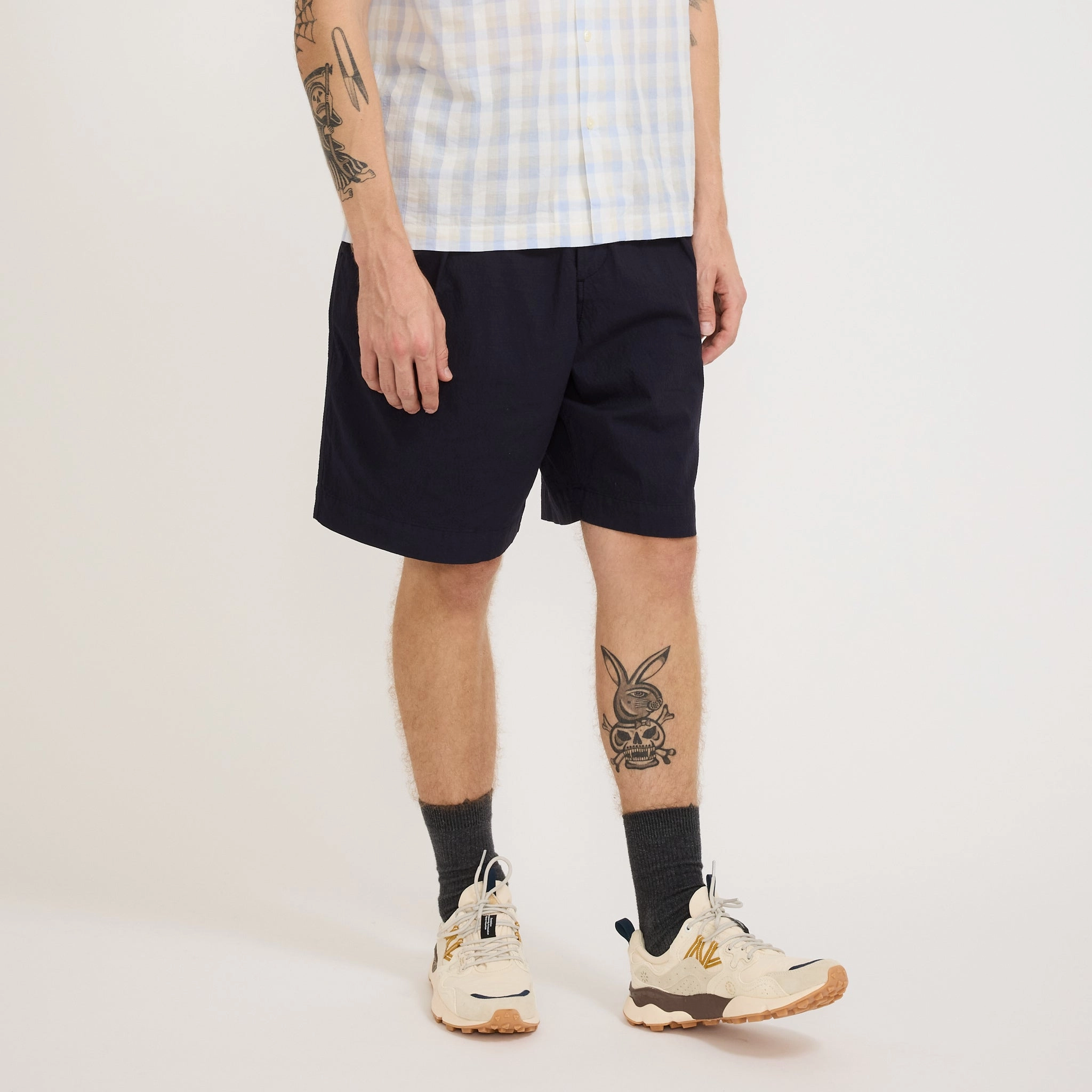 Sporty Vibe Pleated Track Short Seersucker II Navy