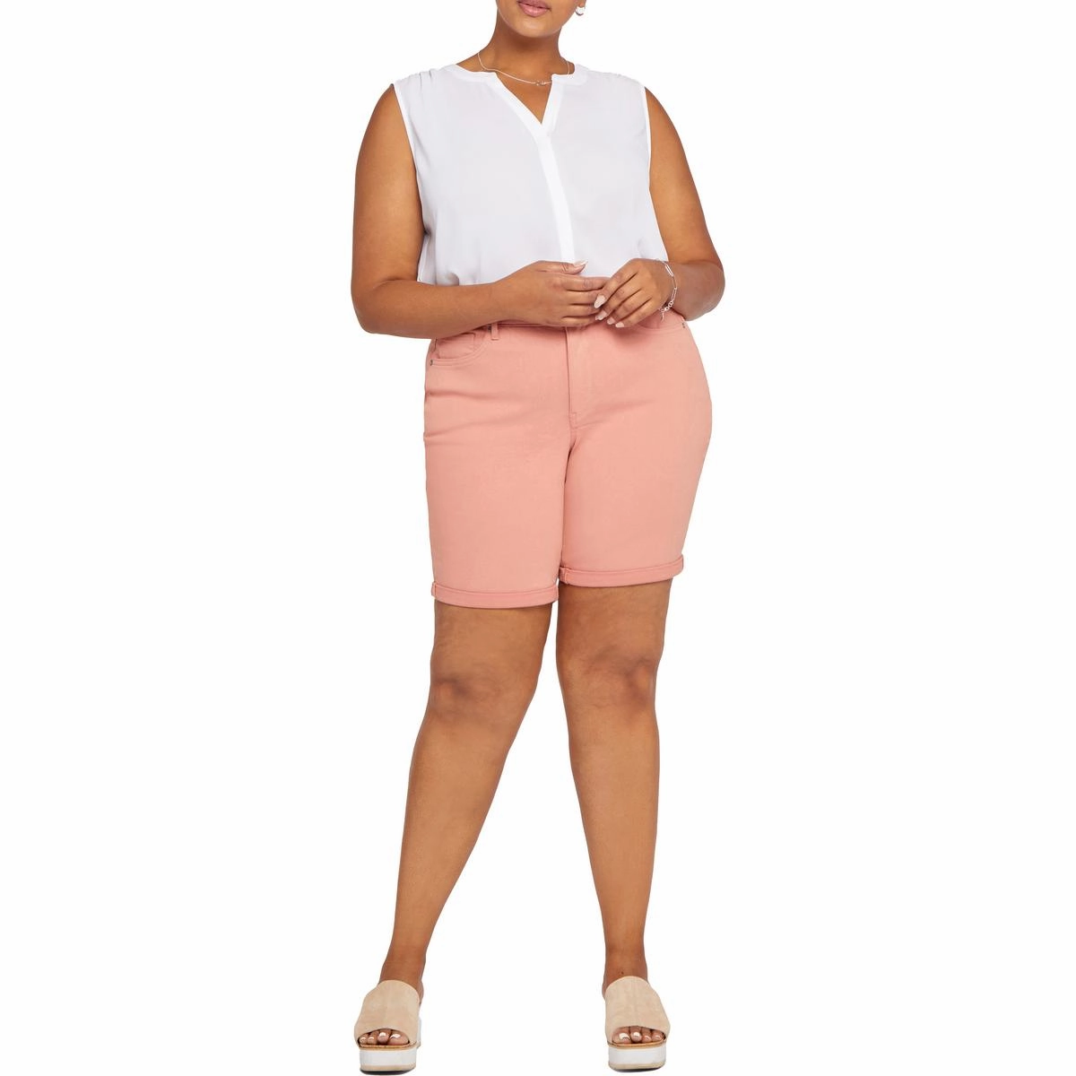 Perfect Comfort Plus Ella Womens Cuffed Denim Denim Shorts