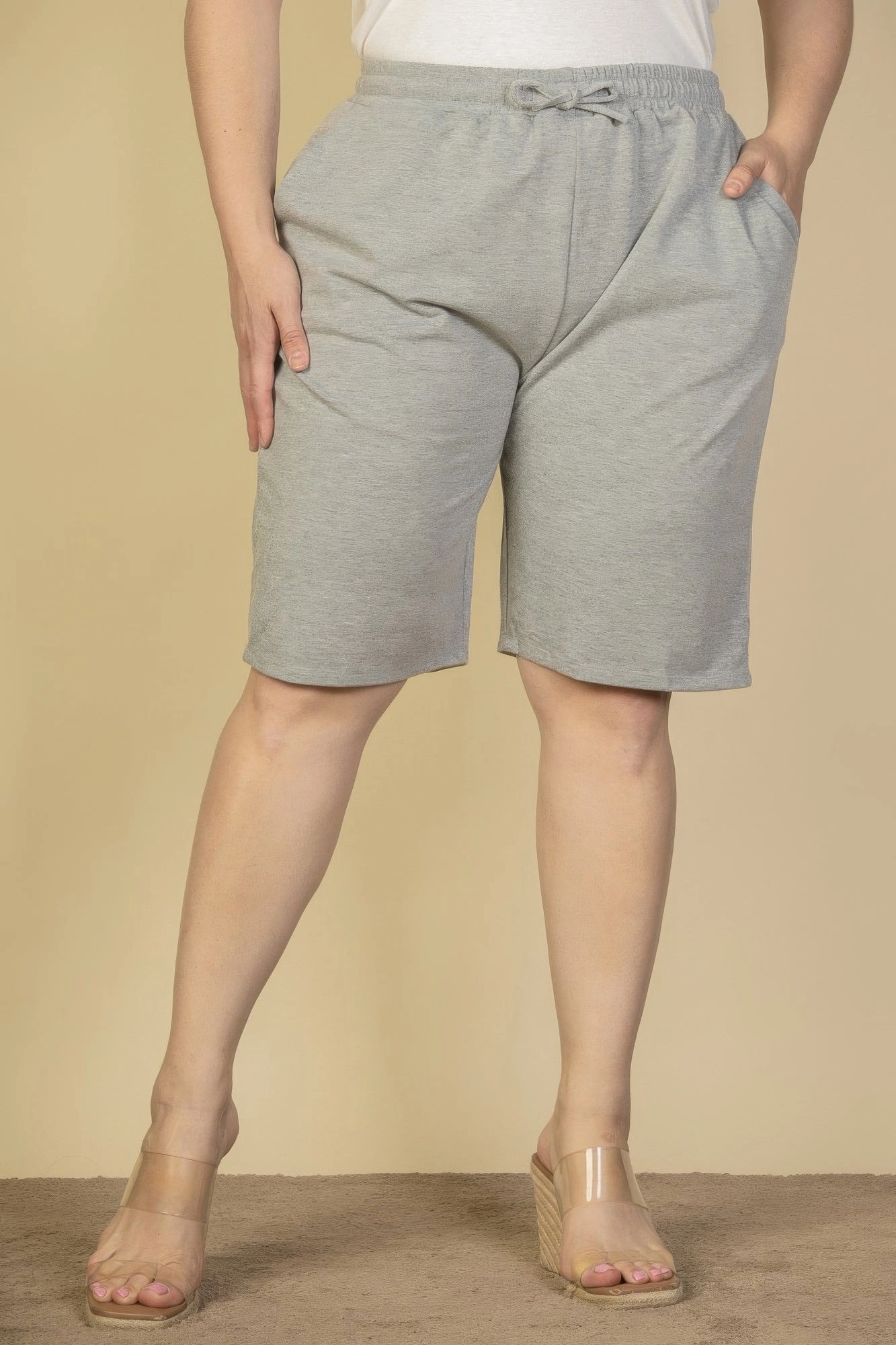 Camouflage Pattern Plus Size French Terry Bermuda Shorts