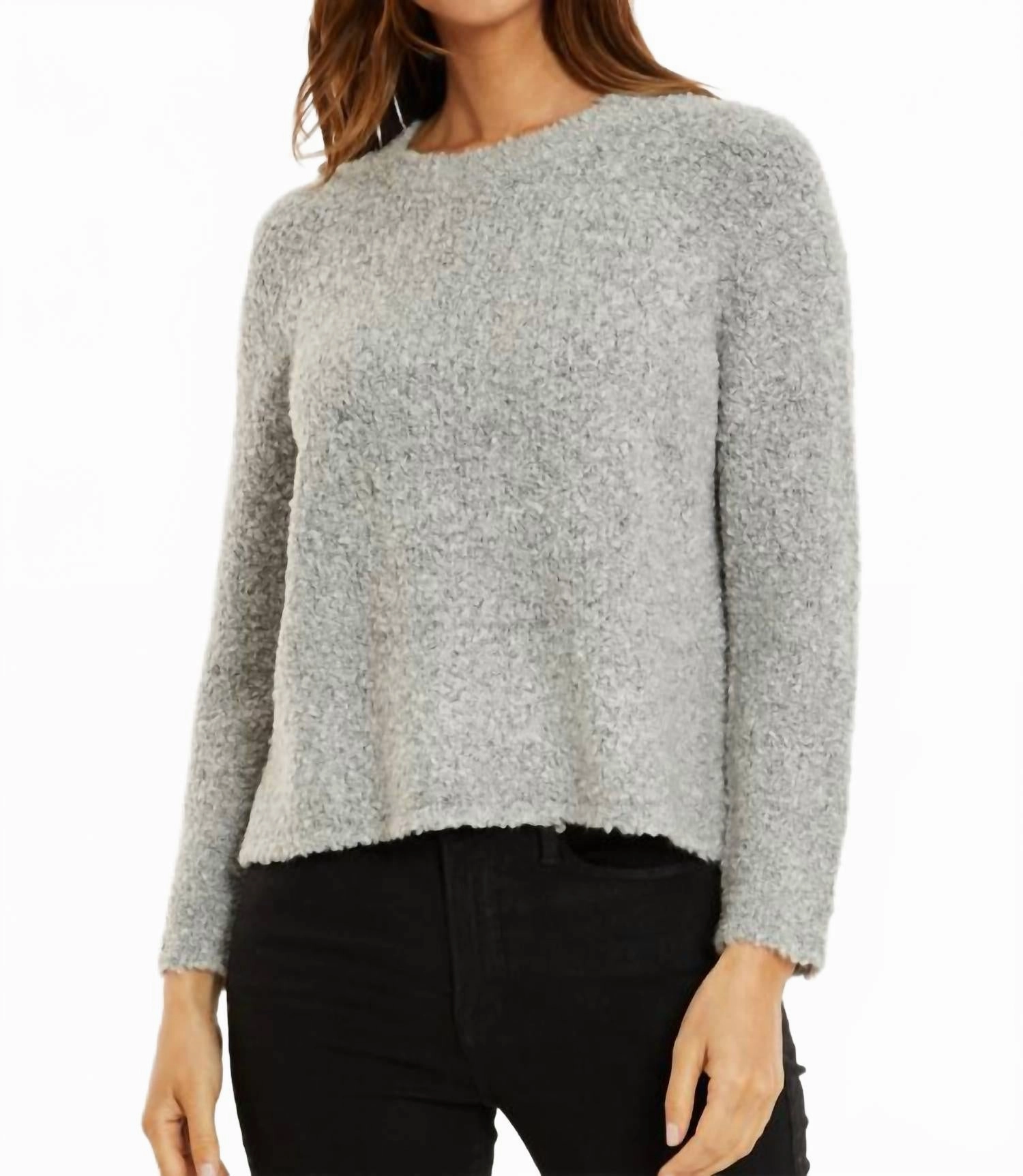 Open Crew Boucle Sweater In Heather Grey Chic Layering Odor Control Technology