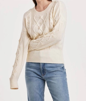 Warm Appeal Zero Waste Manufacturing Pearl Detail Sweater In Vintage Cream