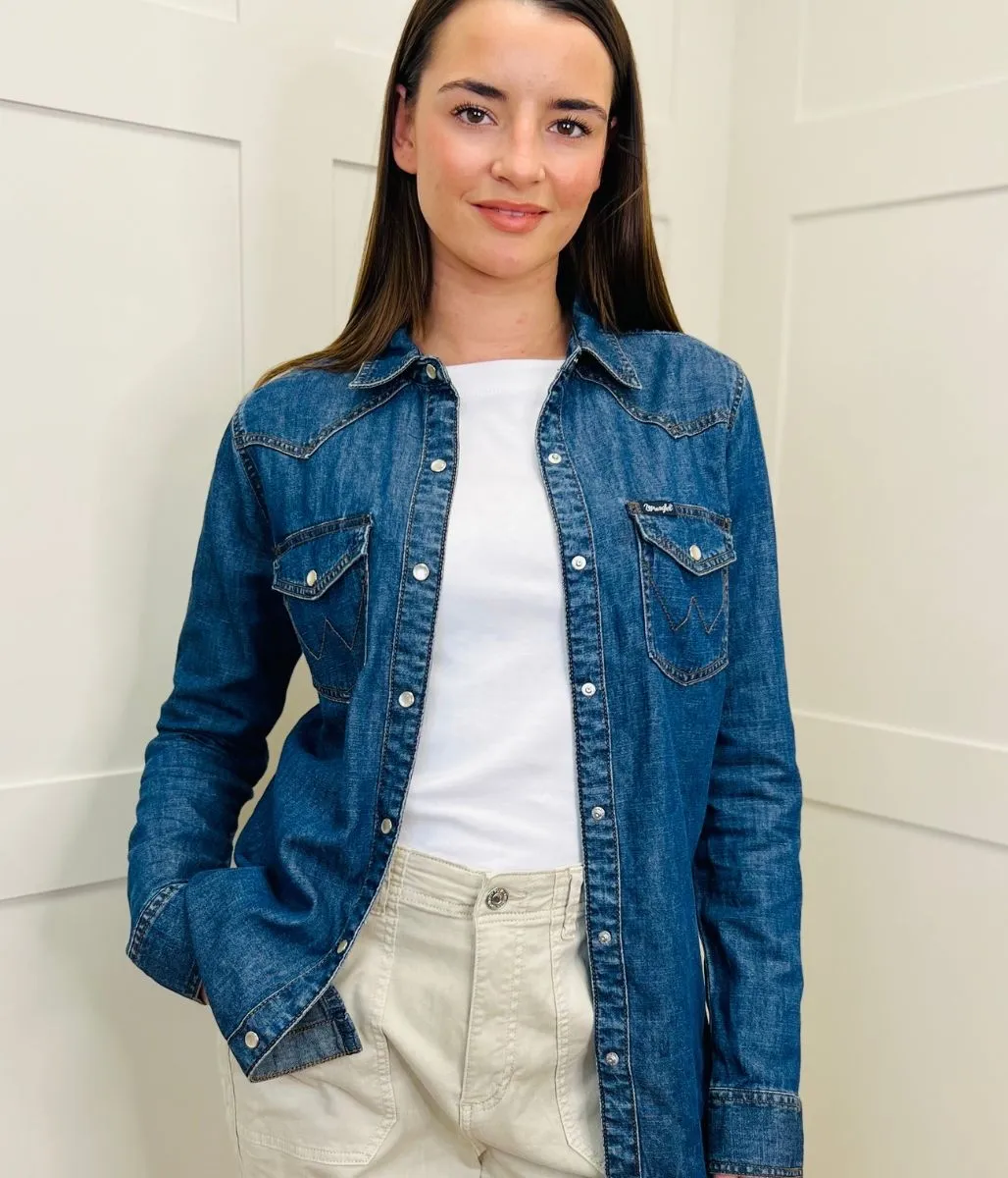 Dark Denim Single Stitch Denim Shirt ZeroWasteProduction Formal Tank