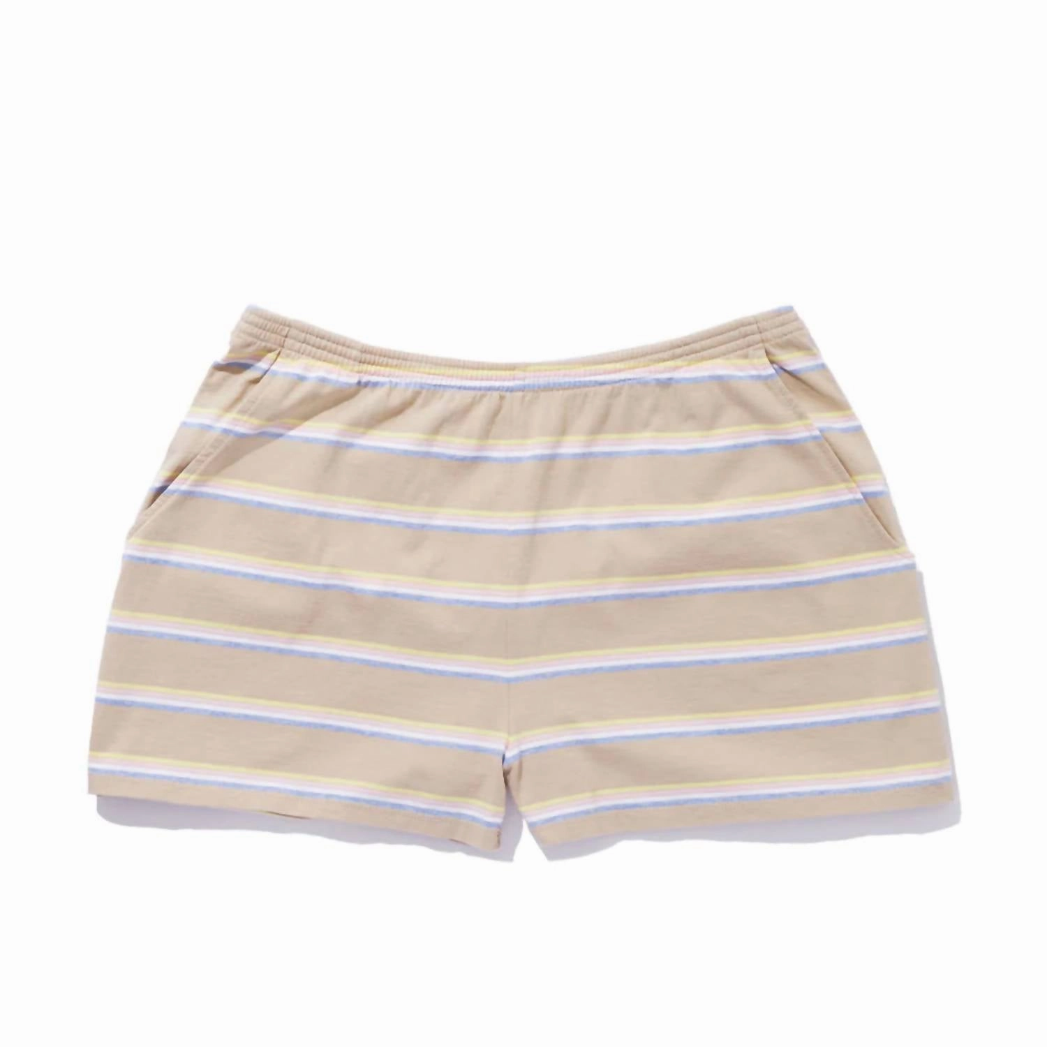Striped Mid Rise Short In Sand Multistripe FasteningLoops