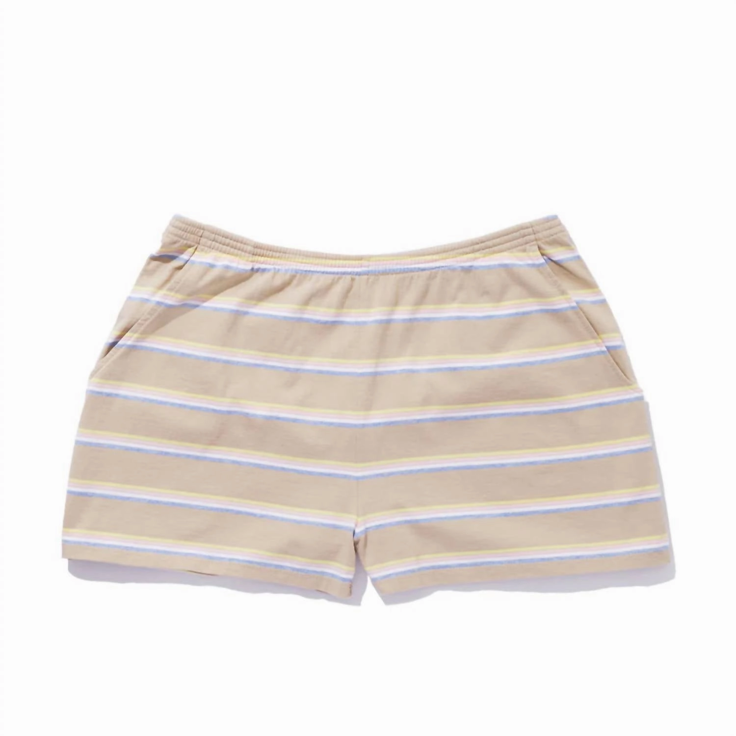 Striped Mid Rise Short In Sand Multistripe hang dry Smooth Texture