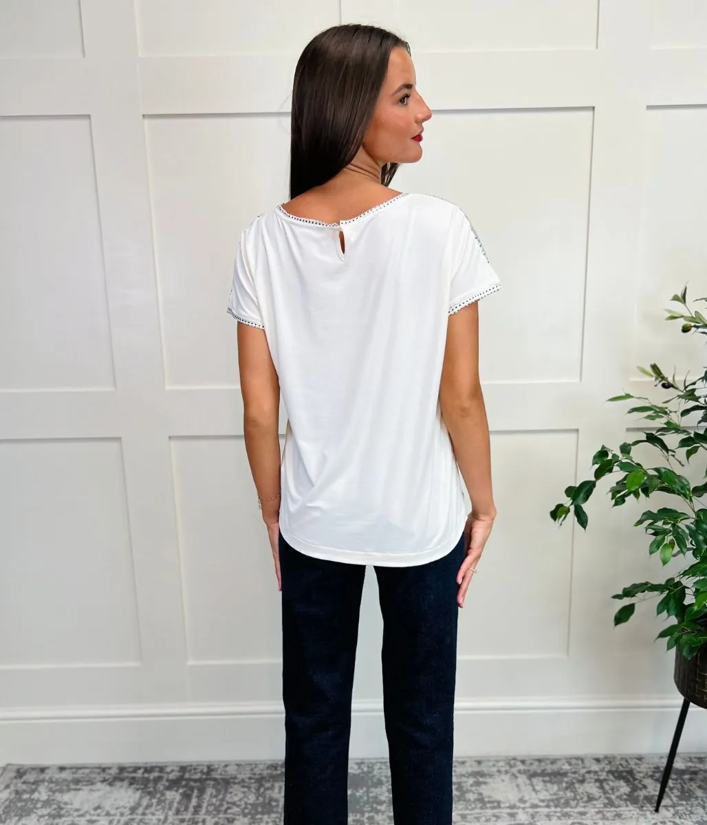 Non Restrictive Collar Polka Dot Satin Front Top