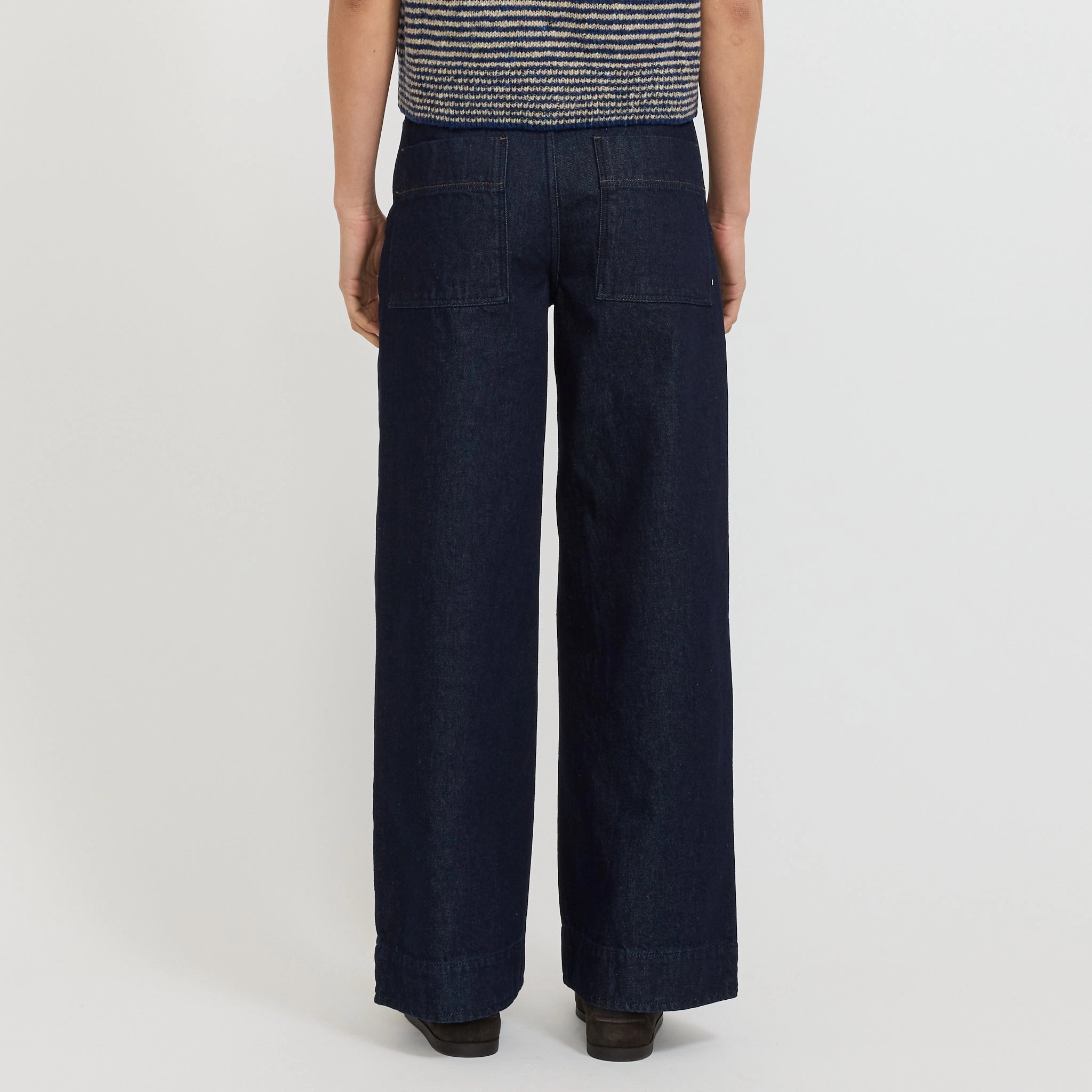 Wide Leg Denim Trousers Indigo Go Anywhere Look Durable Build