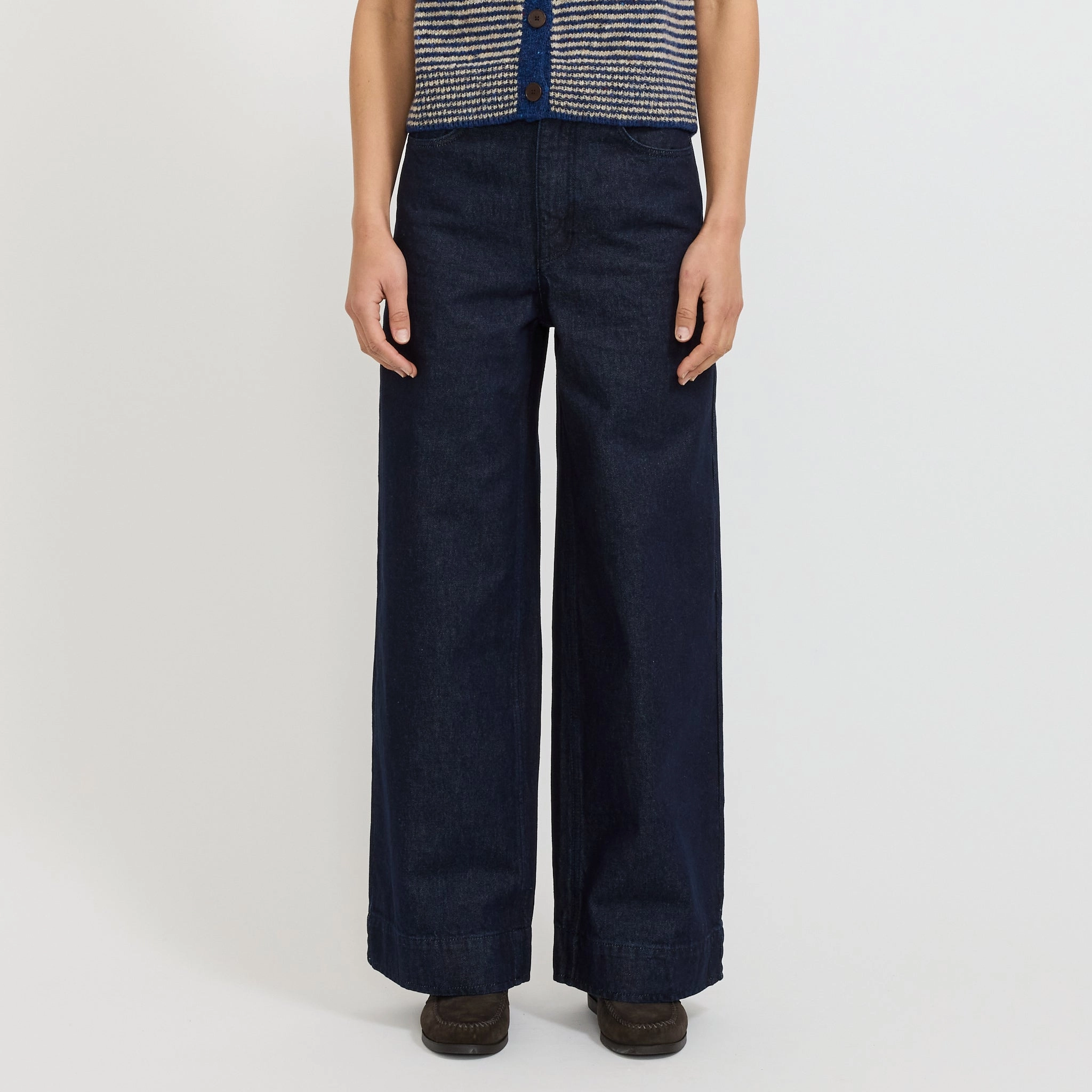 Wide Leg Denim Trousers Indigo Flex Look Lifestyle Choice