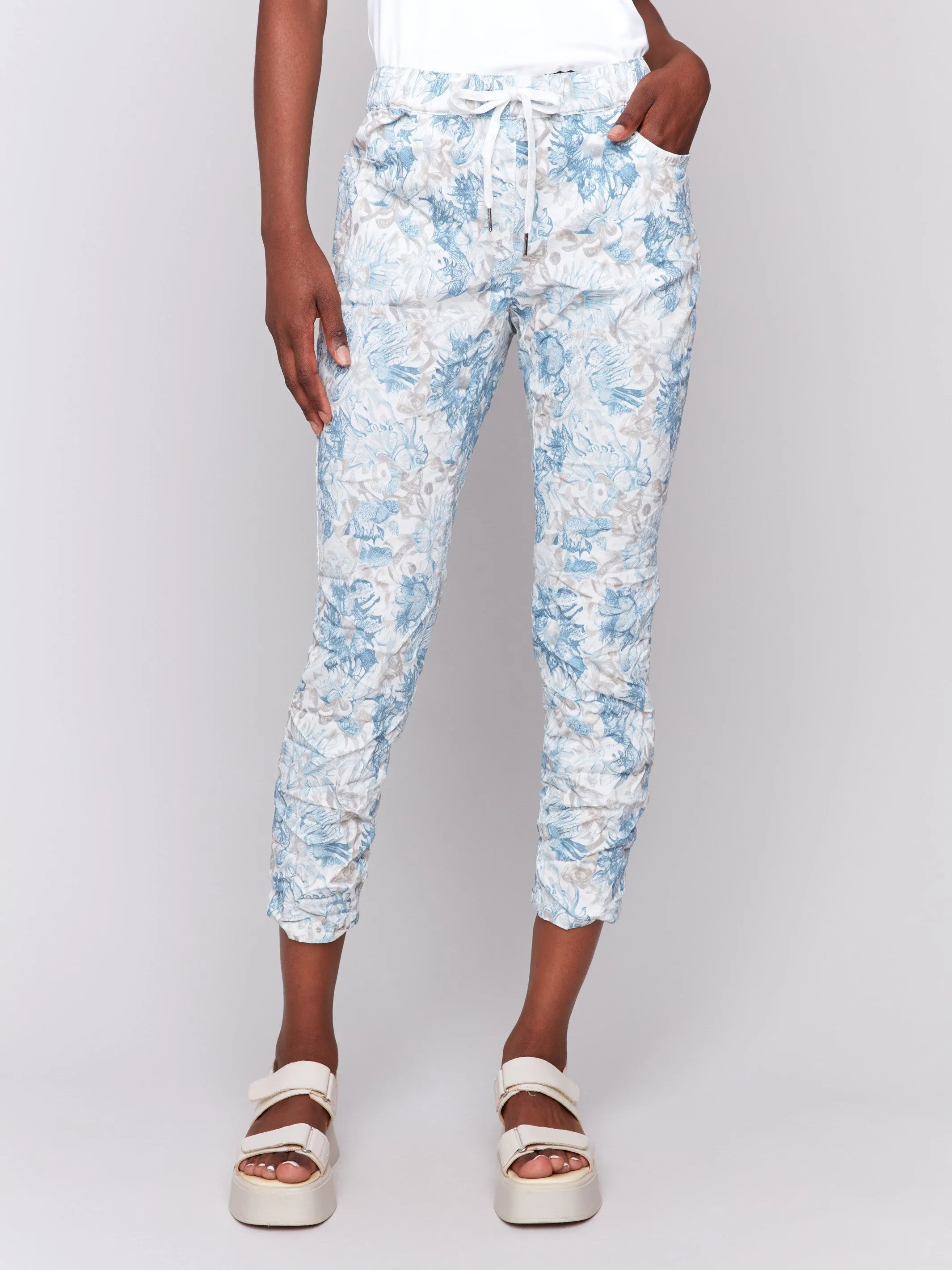 Printed Crinkle Jogger Pants - Coastal Anti Snag Fabric