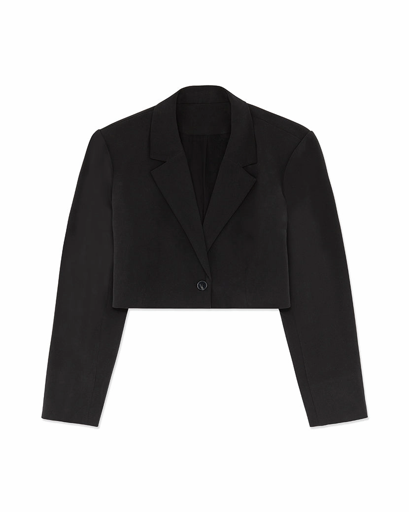 Boxy Cropped Suiting Blazer ElasticWaistband