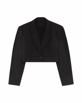 Windproof Thermal Shell Microfiber Blend Boxy Cropped Suiting Blazer