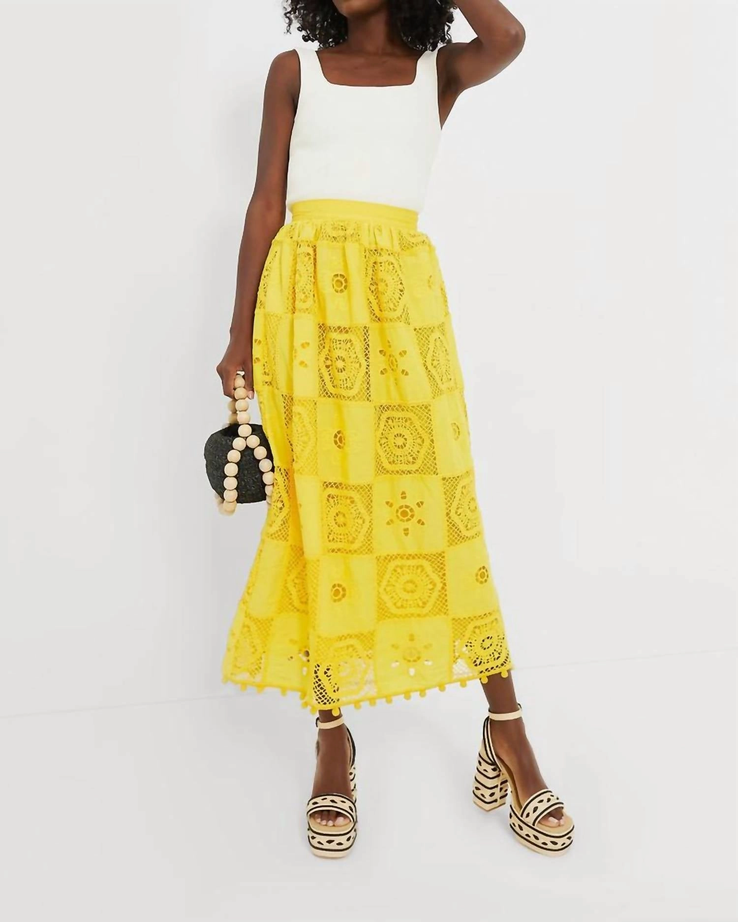Lamar Skirt In Dandelion Detail Focus
