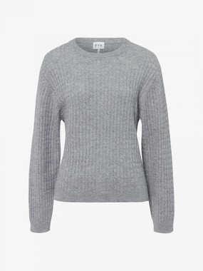 Layering Comfort Pullover With Cable In Grey