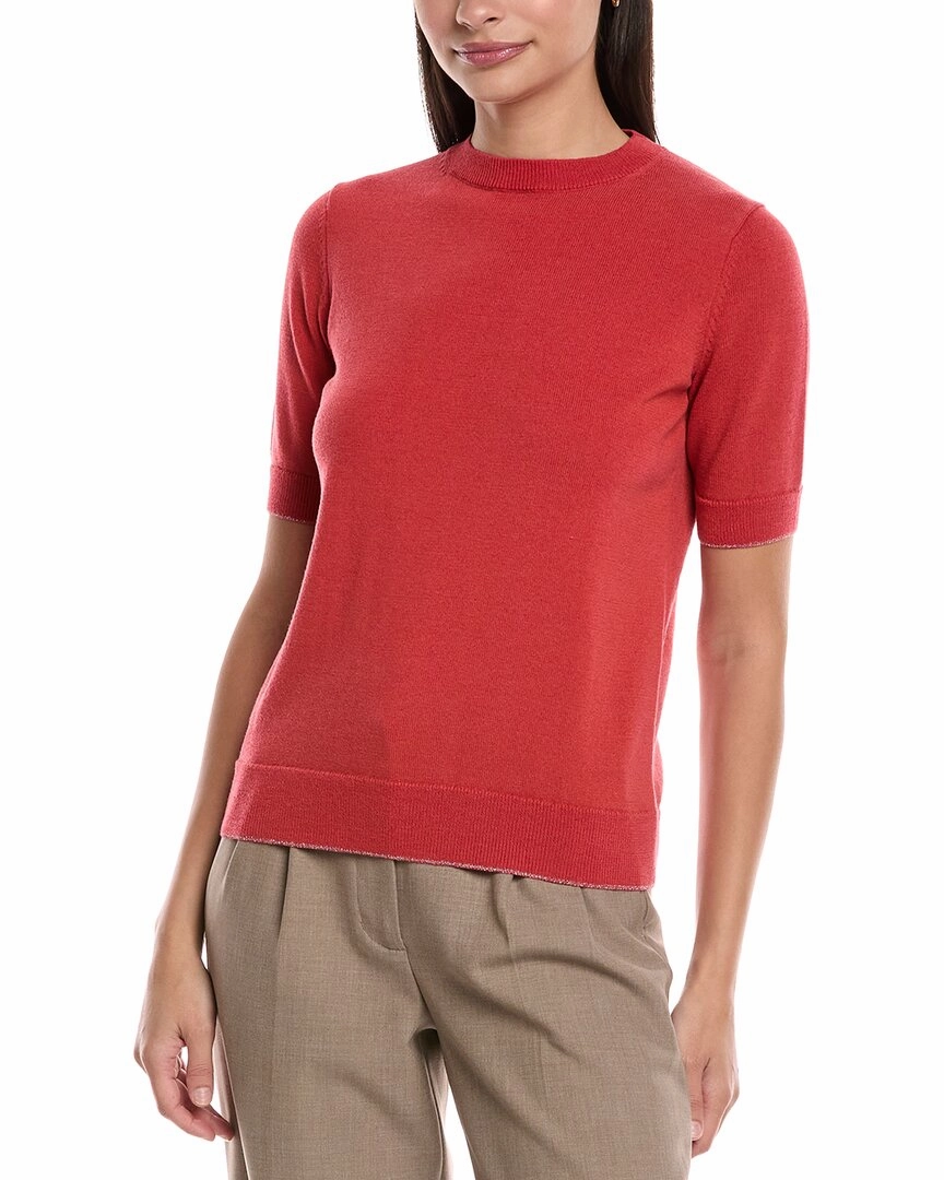Lafayette 148 New York Short Sleeve Wool-Blend Sweater Fashion Statement Moisture Wicking Fabric