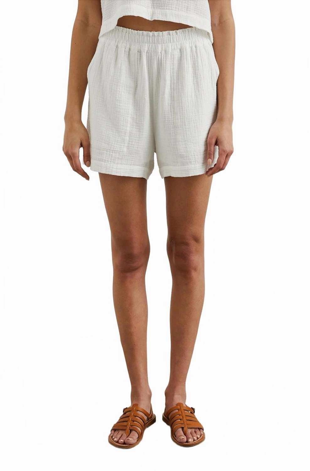 Leighton Gauze Cotton Short In White campers Sleepwear