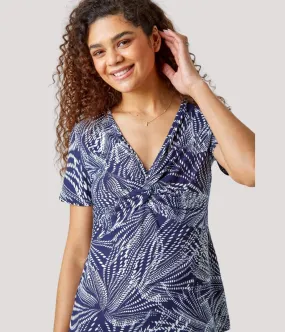 BreathableFabric Navy Abstract Twist Front Top