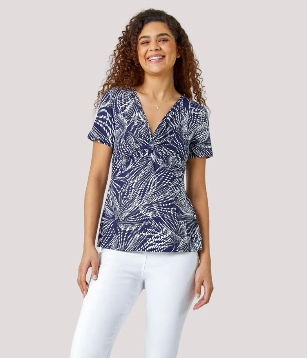 FlexFit Technology Navy Abstract Twist Front Top
