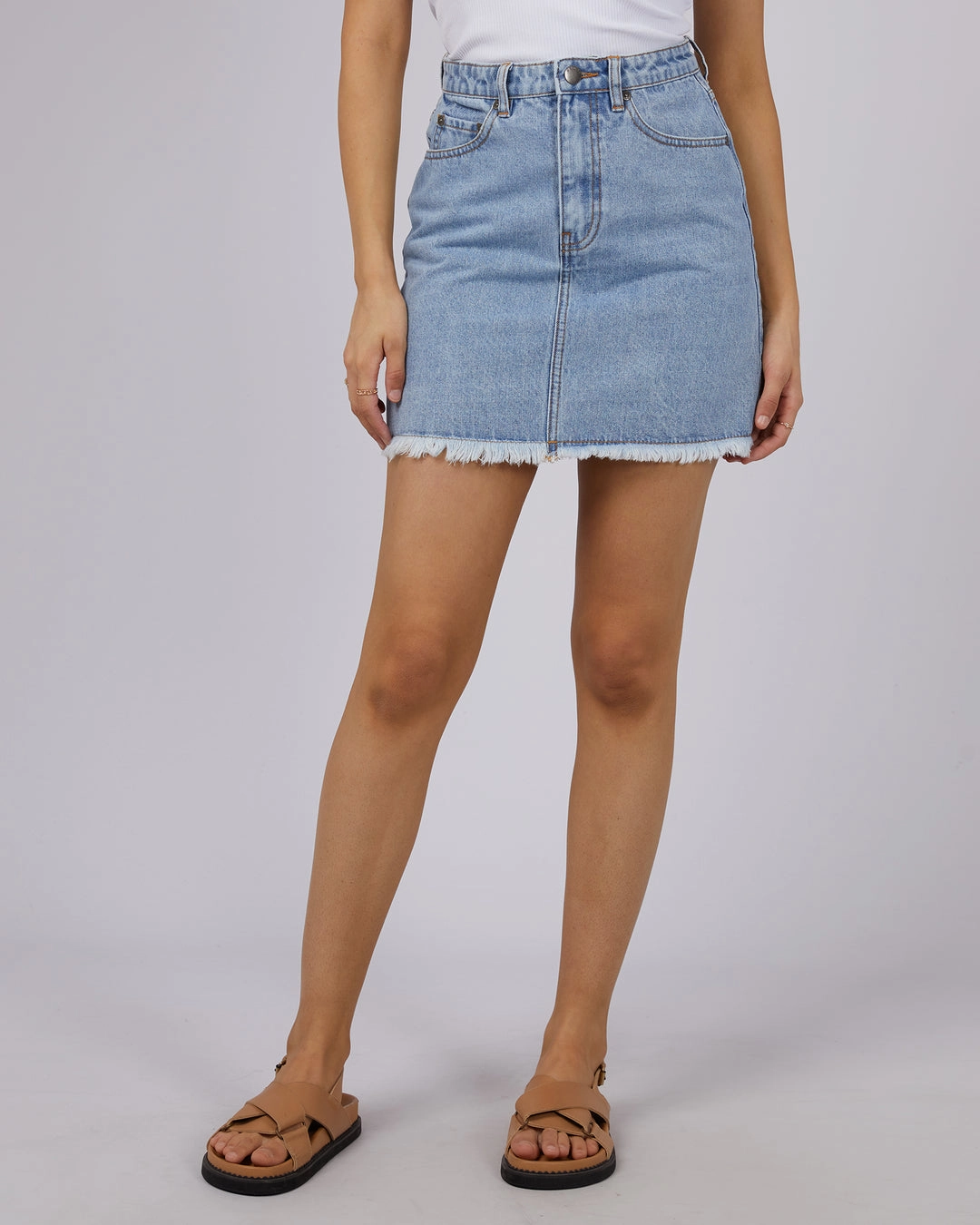 Hand Stitched Material Innovation RAY MINI SKIRT - LIGHT BLUE