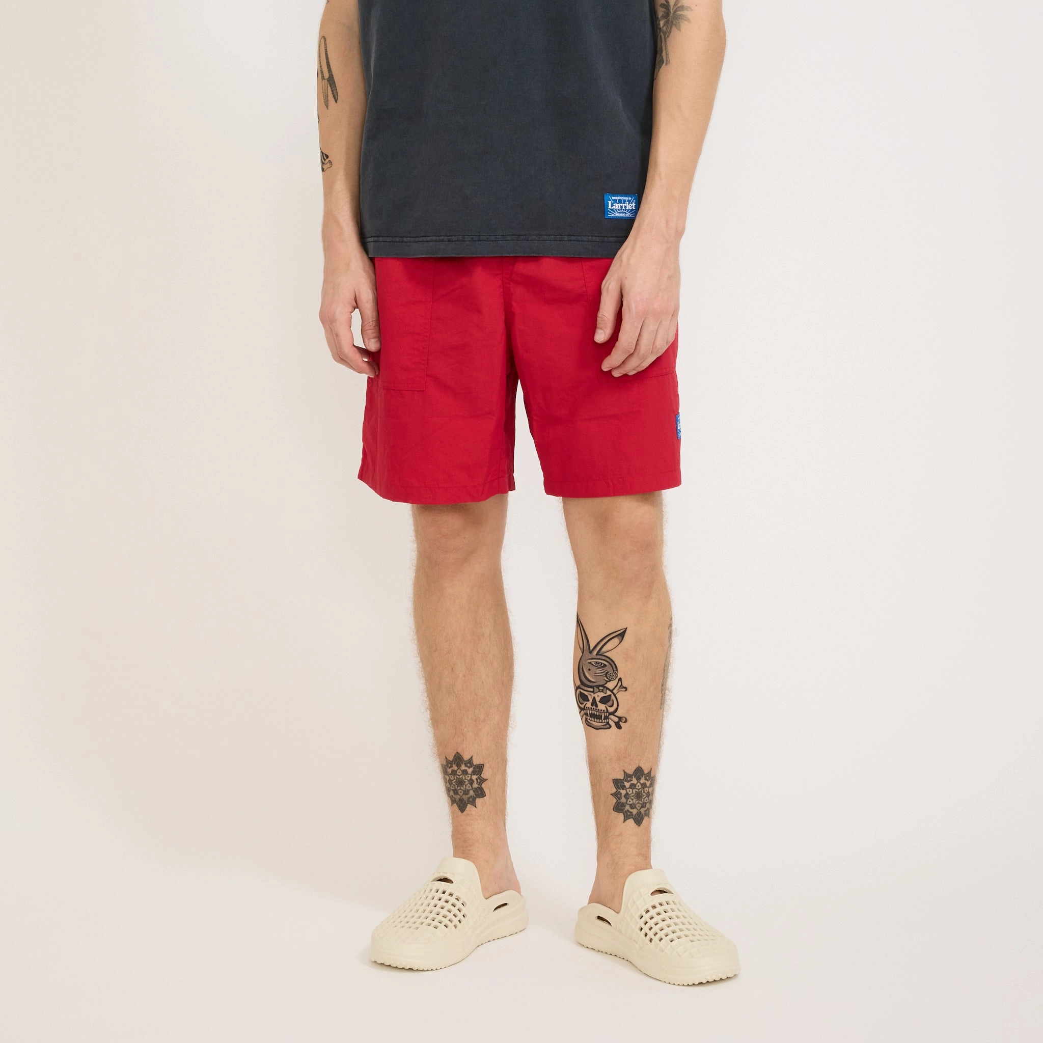 Rec Shorts Red Durable Stitching