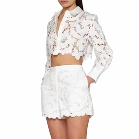 3D Cotton Lace Shorts In White Cool Fit