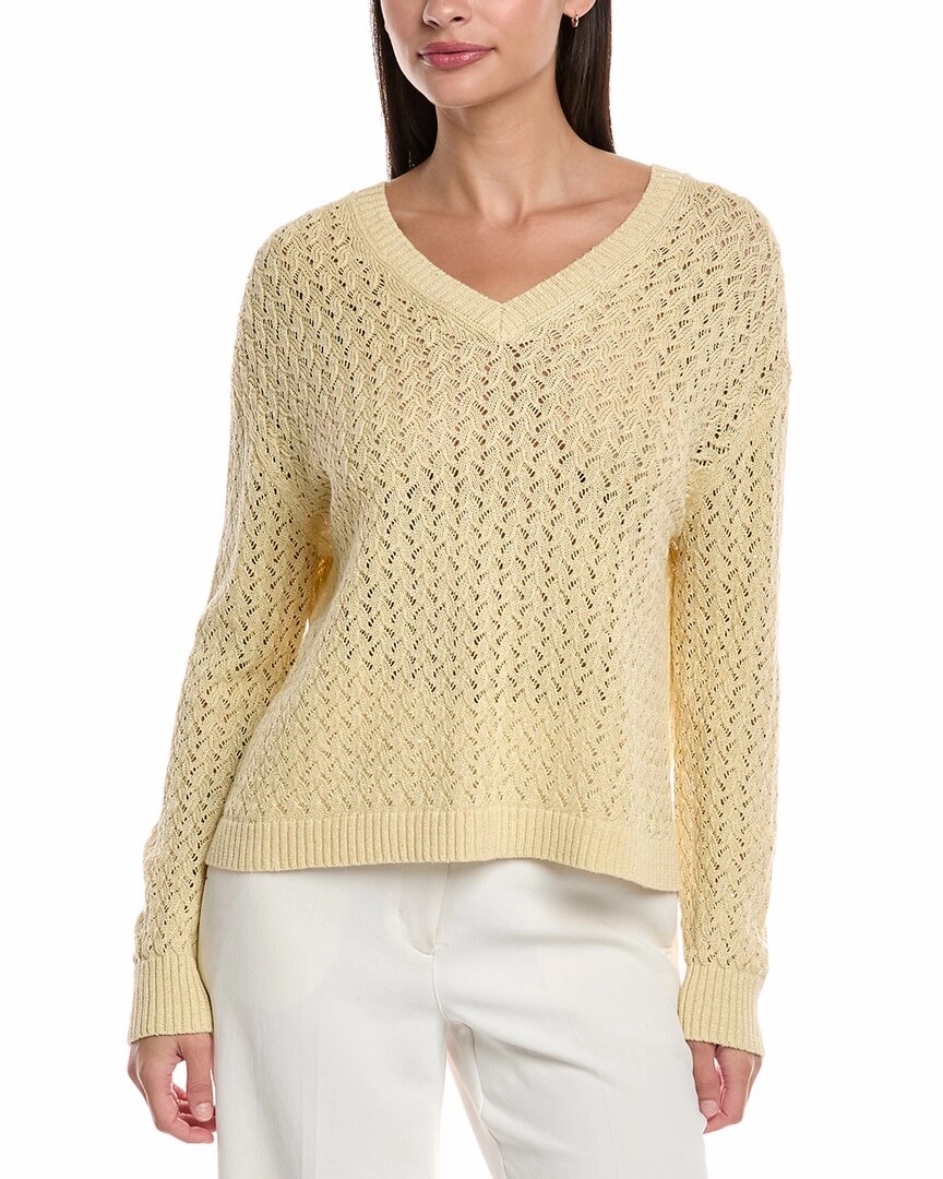 Comfy Vibes Lafayette 148 New York Cabled V-Neck Linen & Silk-Blend Sweater
