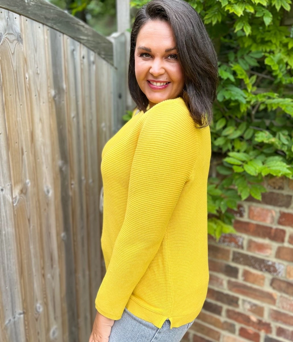 Yellow Ex Seasalt Cotton Makers Ribbed Jumper Minimalist Style