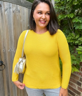 Yellow Ex Seasalt Cotton Makers Ribbed Jumper Trendy Outfit Sleek Design