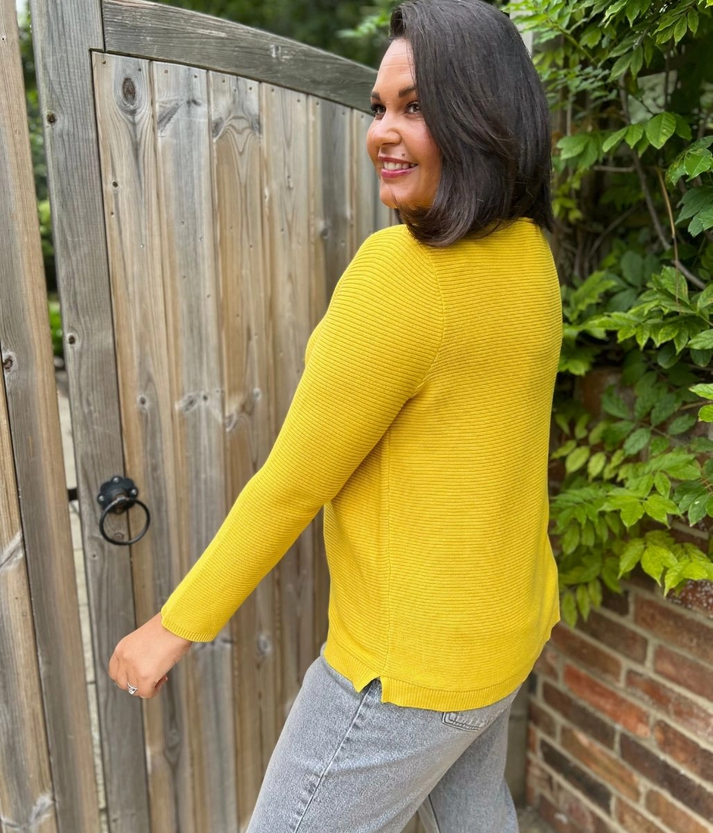 Plush Inner Lining Chilly Layer Look Yellow Ex Seasalt Cotton Makers Ribbed Jumper