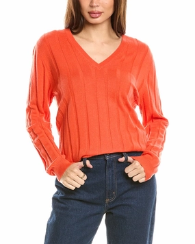 Stylish Design Tagless Neck Finish Malo Cashmere Wide Rib Wool & Cashmere-Blend Sweater