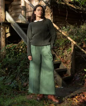 Danya Organic Cotton Twill Trouser in Washed Olive Sporty Layer