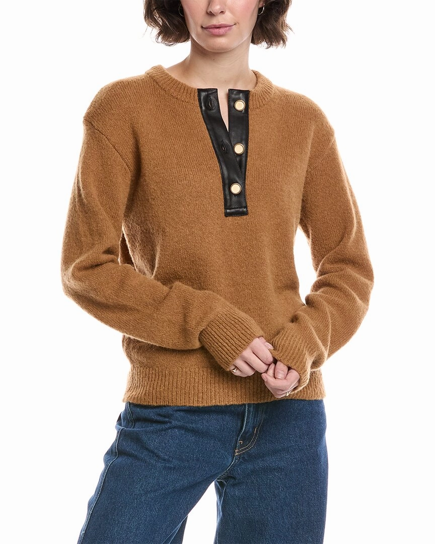 FRAME Alpaca & Wool-Blend Henley Sweater Durable Fabric Simple Style