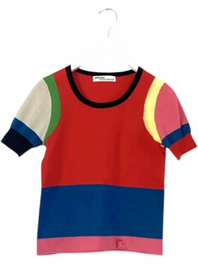 Layering Fashion Color Block French Tee Sweater In Multicolor